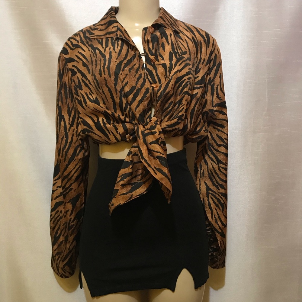 Vintage Silk Tiger printed blouse